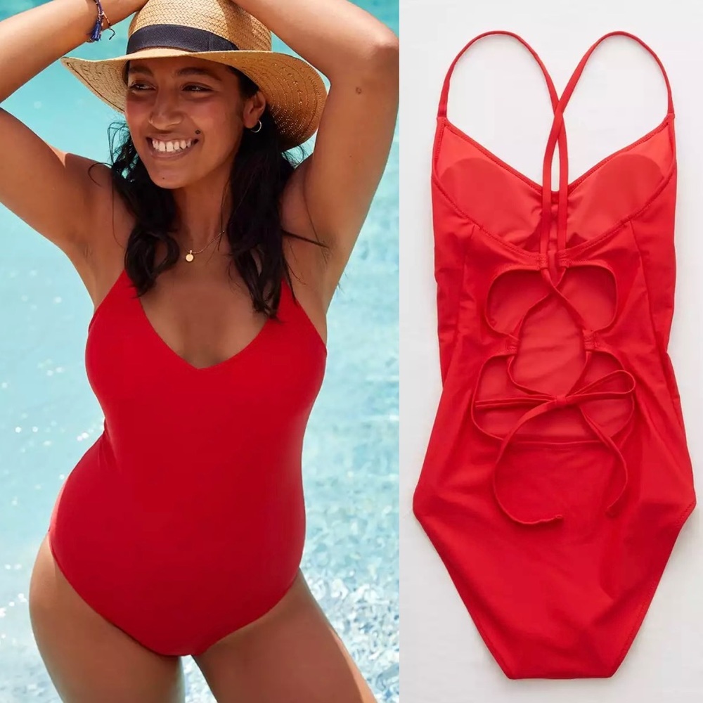 Large LONG Aerie Strappy One Piece Swimsuit